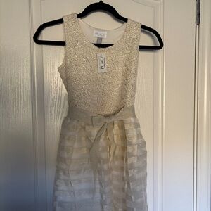 The Children's Place Glittery Cream and Gold Formal Dress